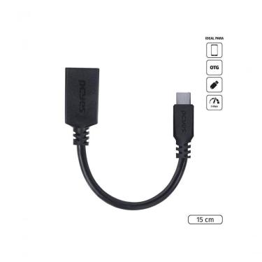 Imagem de Cabo Adaptador Otg Tipo C Para Usb A 3.0 Para Celular Smartphone 15 Cm Preto - P3amup-15