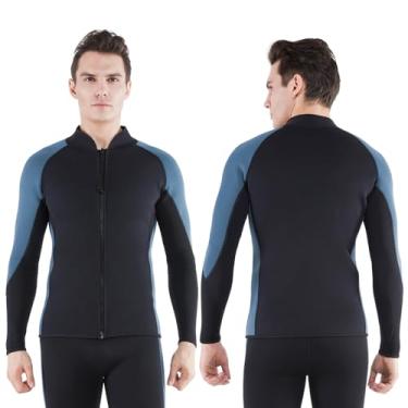 Imagem de FLEXEL Roupa de mergulho para mulheres e homens 2 mm 3 mm neoprene jaqueta molhada zíper frontal manga longa mantém quente em água fria para surfe, natação, mergulho, snorkeling