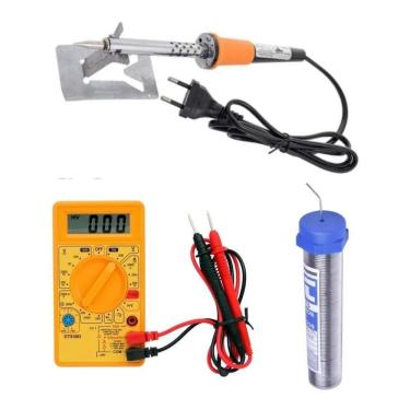 Imagem de 2X Kit Ferro De Solda 60W Com Estanho Suporte E Multimetro