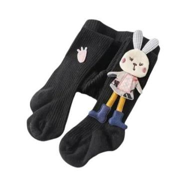 Imagem de Meias-calças De Algodão Tricotadas Para Meninas, Com Desenho De Coelho