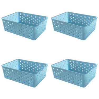 Imagem de Kit 4 Cestos Multiuso Organizador Empilhável Gaveta 19x14x6 - Trioplas