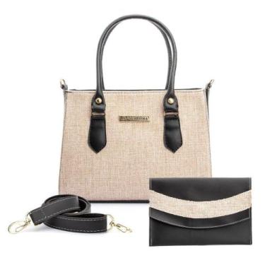 Imagem de Bolsa Colors Preta Luxo Sacola Transversal Regulavel Ziper - FennyShoe