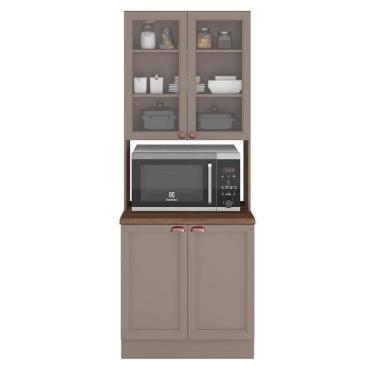 Imagem de Paneleiro Duplo Cristaleira Unna 4 Portas E 1 Forno Gris - Poliman Móveis Gris