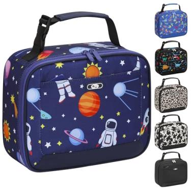 Imagem de Lancheira infantil com isolamento térmico para meninos e meninas, fofa, reutilizável, lancheira, impermeável, portátil, térmica para crianças, para escola, piquenique, viagem, espaço azul