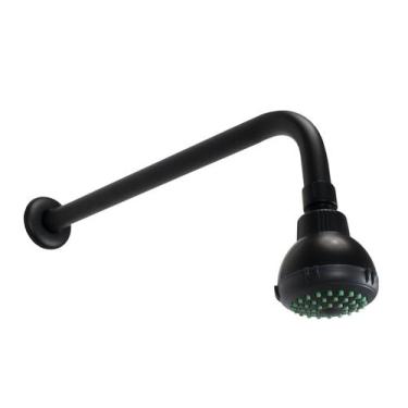 Imagem de Ducha Chuveiro Redonda Preto em ABS com Cano de Parede - AMG Metais