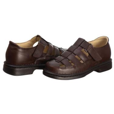 Imagem de Sandalia Masculina Ortopédica Antistress Fechada Couro Fosca Ranster T