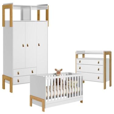 Imagem de Quarto De Bebê Fantasia Branco Acetinado – Qmovi