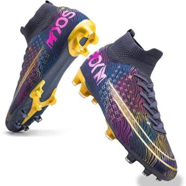 Imagem de Tênis de futebol masculinos de futebol com pontas longas, couro e borr