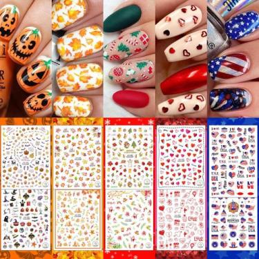 Imagem de Conjunto de adesivos de unhas de Natal winthrop de 30 folhas para toda