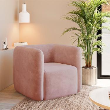 Imagem de Poltrona Decorativa Sala de Estar Trinidad Base Fixa Veludo Rosê G33 - Gran Belo