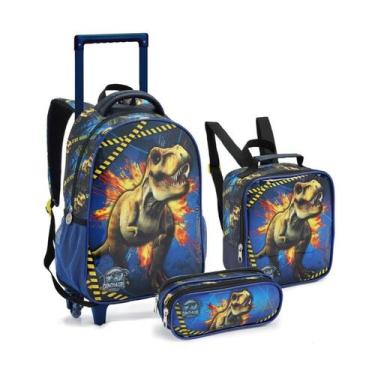 Imagem de Kit Mochila Rodinhas Tyrannosaurus Rex Com Lancheira Estojo Seanite, A