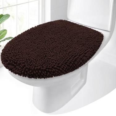 Imagem de Tampa de vaso sanitário OLANLY Soft Chenille 45x38cm marrom