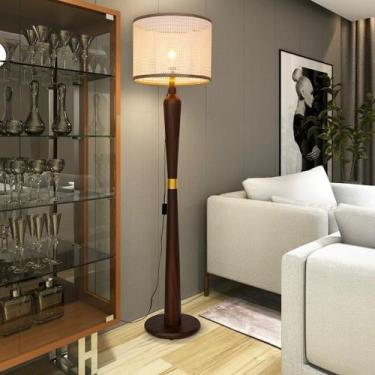 Imagem de Luminária De Chão Imperial Pés Tabaco Cúpula Tela Sintética Acabamento