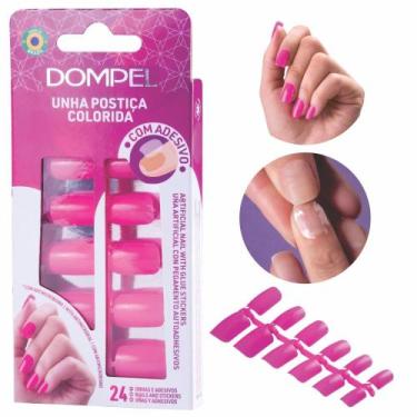 Imagem de Kit Unhas Postiças Autocolantes Rosa Absurdo Alongamento C24 - Dompel,