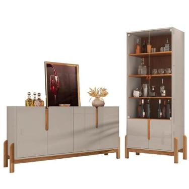 Imagem de Cristaleira E Buffet Para Sala Cedro Dcasa Off White - CASA D