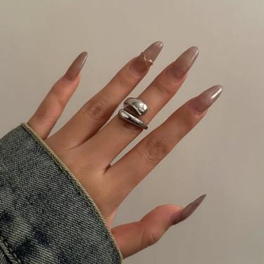 Imagem de Anéis de ouro grossos para mulheres Moissanite Anel de noivado empilhável Conjunto de joias modernas para presente