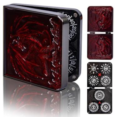 Imagem de 7-in-1 DND Pocket Spinner Dice Set, Foldable Flip Dice with Delicate Dragon Iron Box, Compact Dice Set for DND Role-Playing Games Fans (Red)