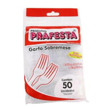 Imagem de Garfo Descartável Para Sobremesa Branco Com 50 Unidades Prafesta