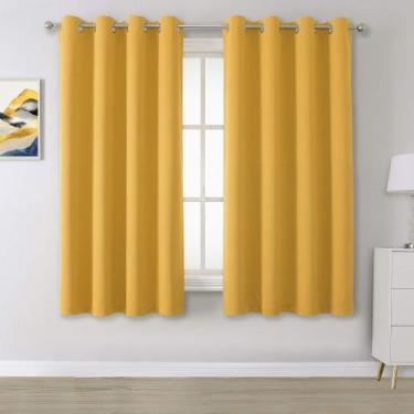 Imagem de Cortinas Blackout DUALIFE Amarelas 137x137cm Térmicas com 2 painéis