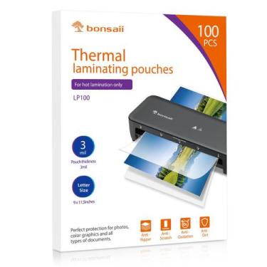 Imagem de Folhas de laminação Bonsaii LP100 100 unidades 3mil 22,9x29,2 cm