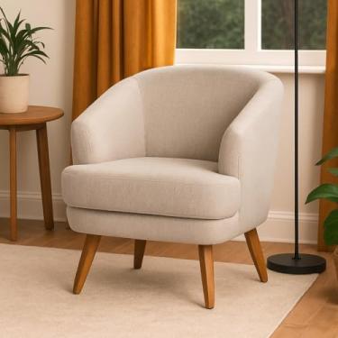 Imagem de Poltrona Dekorien Tamara Linho Decoração Alto Acabamento (Aveia)