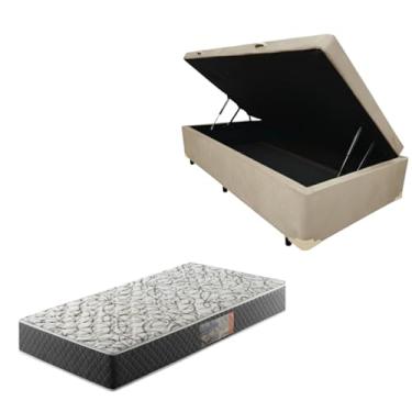 Imagem de Cama Box Baú Blindada com Colchão de Espuma D33 20cm (SUEDE BEGE, Solteiro)