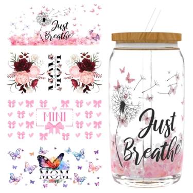 Imagem de Elewins 12 peças de papel de transferência Mom UV DTF, envoltórios de copo UV DTF para 473 g, óculos, mesas, cadeiras, computadores, papel de transferência UV DTF de alta viscosidade (Dia das Mães)