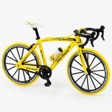 Imagem de Bicicleta Speed Miniatura 20cm Colecionável Metal com Pneus de Borracha (AMARELO)