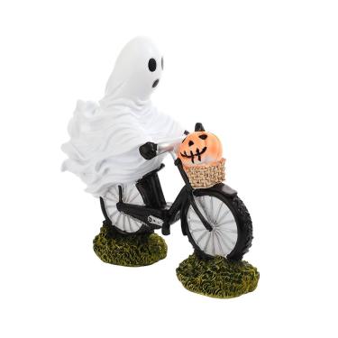 Imagem de Estátua de resina de Halloween Ghost Riding Bicycle Decoração de jardim