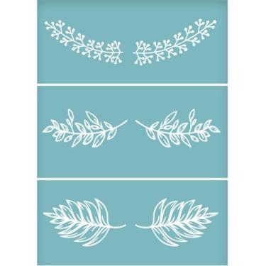 Imagem de Generic Estêncil de serigrafia com padrão de folha, 19,5 x 14 cm, argila azul celeste, estêncil autoadesivo de transferência de malha para fazer joias, pintura em madeira, decoração faça você mesmo