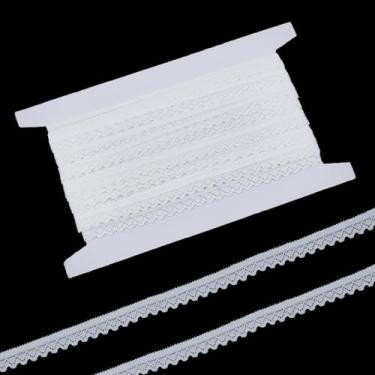 Imagem de letsinstyle Fita de renda elástica branca de 10 metros, acabamento de lingerie com borda elástica de 1 cm de largura, fitas de cordão de renda de crochê para artesanato de costura faça você mesmo