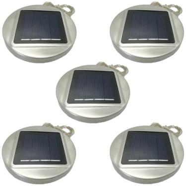 Imagem de 30 luzes LED de aço inoxidável, 5 peças de luzes solares para tampa de pote de pedreiro, luzes de corda alimentadas por energia solar para Natal, luzes de pendurar, decoração de jardim à prova d'água