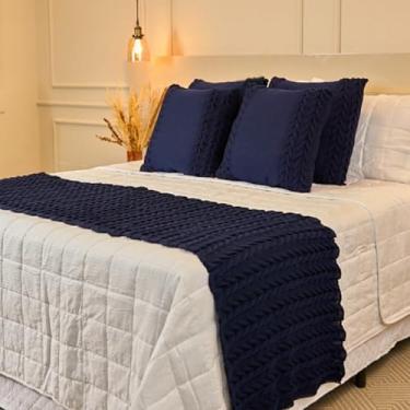 Imagem de Manta Casal, Manta Tricot Sofá Cama Casa Aconchego Home Decor - Somente a Peseira(Azul Marinho,Queen)