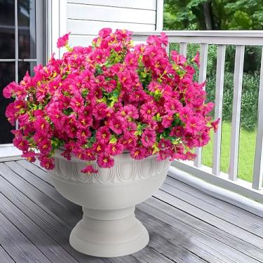 Imagem de Khyxvbcd Flores artificiais para decoração de casa de jardim interno ao ar livre, margarida de flor sintética com folhas de eucalipto, plantas falsas, vegetação, buxo, varanda, pátio, 12 pacotes