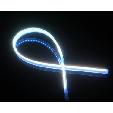 Imagem de Kit 2 Peças Fita LED 60 cm DRL Flexível para Farol e Seta - Luz Dinâmica 3000K 6000K para Carro (Azul Gelo (1 par))