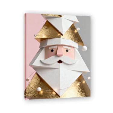 Imagem de Moldura interna. Arte moderna de presente de Natal, arte geométrica de árvore rosa empoeirada e dourada, tela emoldurada pronta para pendurar para uma casa de férias elegante. A44. 30x40cm-11,8x15,7