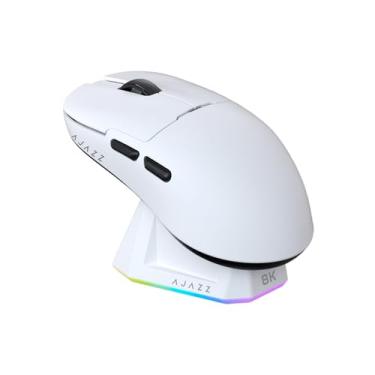 Imagem de Mouse AJ159PRO 8 Khz Bluetooth/2.4G/com fio 56G leve para jogos com base de carregamento magnético, sensor PAW3395 26KDPI, Huanuo 100 milhões de cliques, almofada de pé 100% ETFE e receptor 8 Khz