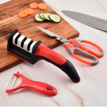 Imagem de Kit Afiador Amolador Para Tesoura Facas E Churrasco - Kit Eficaz
