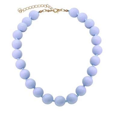 Imagem de JNF Colar de gargantilha turquesa grossa feminina com contas grandes e turquesa, X-Large, Acrílico, Amazonita