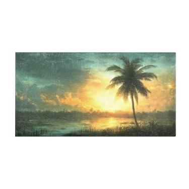 Imagem de WELLDAY Tapete de banho paisagem ao anoitecer, tapete de banho macio absorvente, tapetes de banheiro laváveis antiderrapantes para chuveiro e banheira, decoração de casa 99 x 50 cm