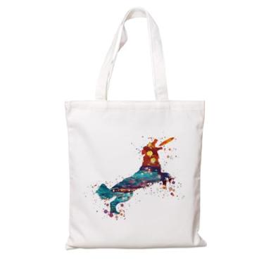 Imagem de Sacola de lona estética para mulheres, bolsa de algodão Frisbee para cães, linda bolsa de desenho animado para compras, viagens, deslocamento diário, ótimo presente para amantes de cães, sacolas de
