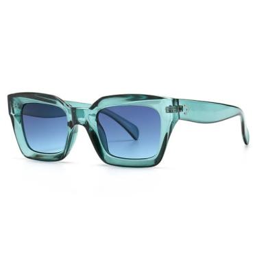 Imagem de Óculos de Sol Olho de Gato Feminino com Lentes Transparentes Degradê Azul e Rebites para Homens, Proteção UV400, Ideais para Esportes ao Ar Livre, Corrida e Ciclismo, Cor Azul Degradê