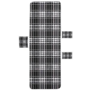 Imagem de STAYTOP Capa de toalha de espreguiçadeira com estampa de búfalo preto e branco, capa macia para espreguiçadeira, capas de cadeira de praia com bolsos para jardim, pátio, pátio, banhos de sol, gramado