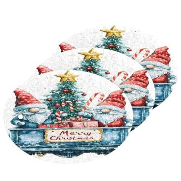 Imagem de Wassud Esponja de polpa de madeira de Natal de gnomos em aquarela para pratos, pacote com 3 esponjas de cozinha para limpeza, esfregão resistente para panelas antiaderentes pia banheiro, suprimentos