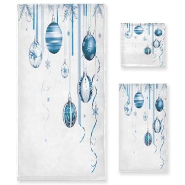 Imagem de Wassud Conjunto de 3 toalhas de banho de bola de Natal, toalhas super macias e absorventes para banheiro, toalhas de banho de secagem rápida, toalha de banho para academia, spa, decoração de hotel