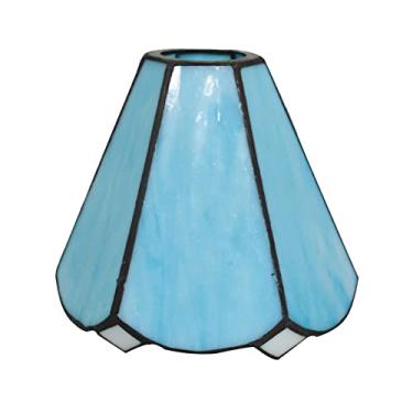 Imagem de Cúpula de abajur estilo Tiffany de 6 polegadas (15 cm), modelo barroco simples com vitral, para luminárias pendentes, de teto e de parede, na cor azul.
