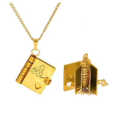 Imagem de Colar de livro para My Daughter Gifts from Mom Dad My Little Star Colar de livro com 6 páginas informações gravadas uma letra delicada, pingentes colares presentes de aniversário para mulheres meias