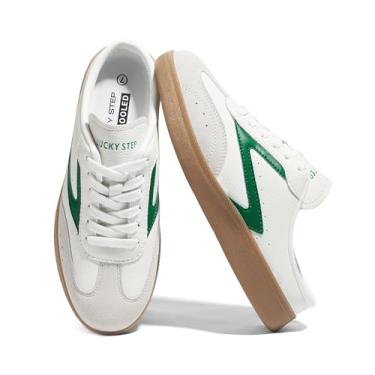 Imagem de LUCKY STEP Tênis Mule Feminino Chinelo Slip On Retrô Confortável Casual para Inverno (Branco/Verde, 6US-35BR-23MX)