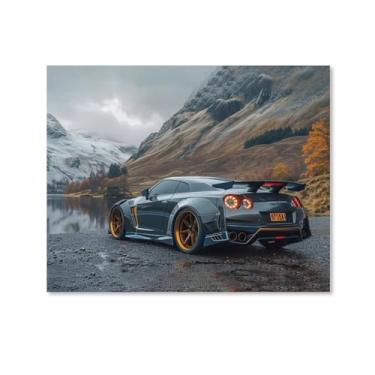 Imagem de HouLaiZhe Carro esportivo R35 Jdm carro alpino água pôsteres lona parede estética sala decoração de parede impressões galeria sala decoração de parede para quarto sala de estar escritório 08 x 10