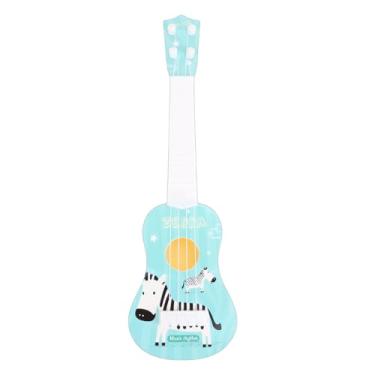 Imagem de SPYMINNPOO Guitarra Ukulele Infantil, Instrumento Musical Infantil de Plástico, Brinquedos Educativos para Iniciantes Com Afinador de Alça de Estojo, Ukelele de 21 Polegadas para Meninos (Azul)